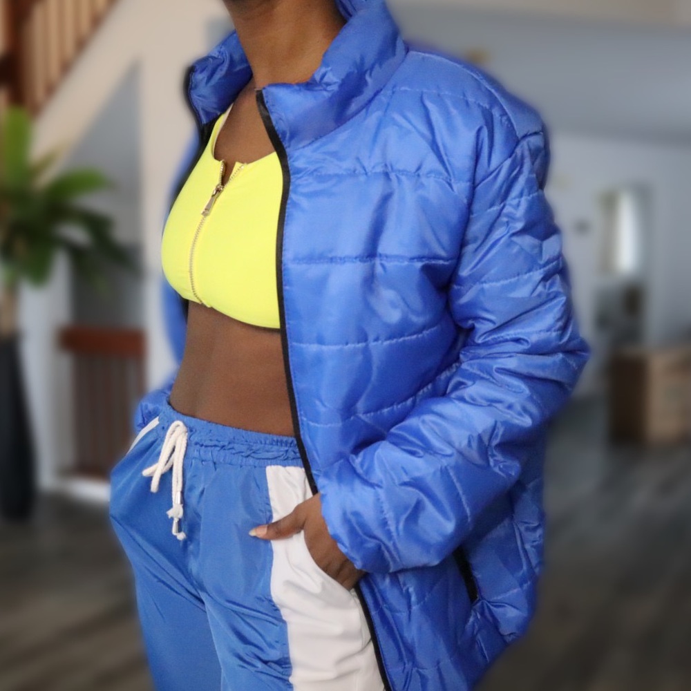 Blue Oversized Puffer Coat